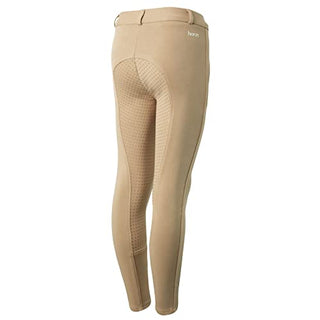 HORZE Active Kids' Unisex Silicone Grip Full Seat Horseback Riding Breeches - Tan - XXL