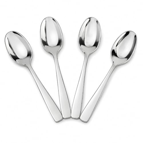 Fino Demi Spoon, Stainless Steel, Classic Design, For Everyday Coffee, Desserts, Entertaining, and Holiday Dining, Set Of 4