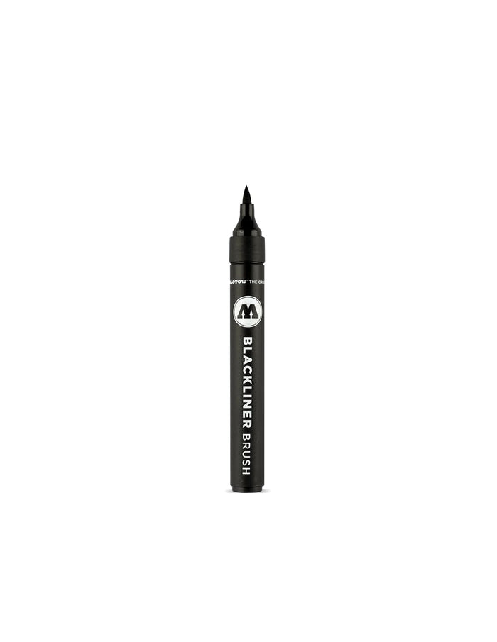 MOLOTOW Blackliner Pen, Brush Tip with Refillable Barrel, Quick Dry Black Permanent Archival Ink, 1 Each (703.212)