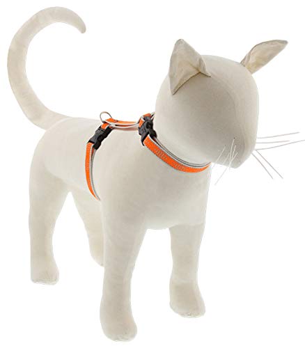 Lupine Pet Reflective Cat and Small Pet H-Style Harness in 1/2" Wide Orange Diamond with 9" to 14" Adjustable Girth