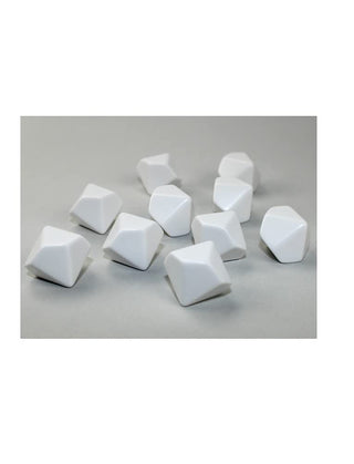 Chessex Customizable White Blank Opaque Polyhedral Dice D10 (10 Sided) 16mm (5/8in) Pack of 10
