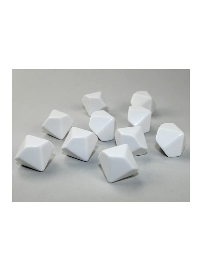 Chessex Customizable White Blank Opaque Polyhedral Dice D10 (10 Sided) 16mm (5/8in) Pack of 10