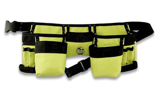 Graintex 11 Pocket Finisher Tool Belt, Premium Quality Rip-stop Canvas for Constructors, Electricians, Plumbers, Handymen (Lime Green, 11 Pocket)