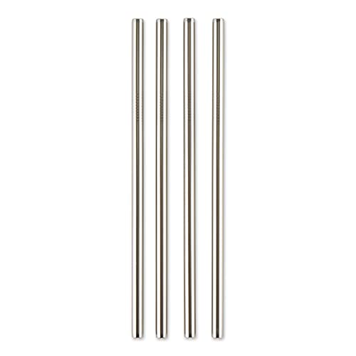 RSVP International Reusable Straw Set Dishwasher Safe, 8.5 Inch, 4 Piece, Stainless Steel Straight
