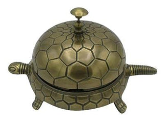 Large Tortoise Service Desk Bell - Turtle Bell in Antique Brass Finish