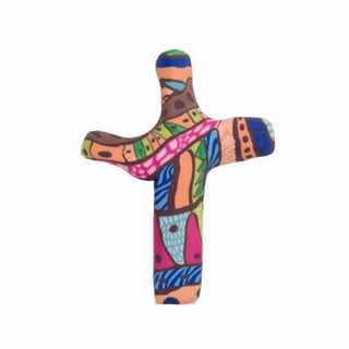 First & Main Miniature Hand Held Comforting Clay Cross With Greeting Card - Shaped To Fit Any Hand - 3" Pocket Size - Congo
