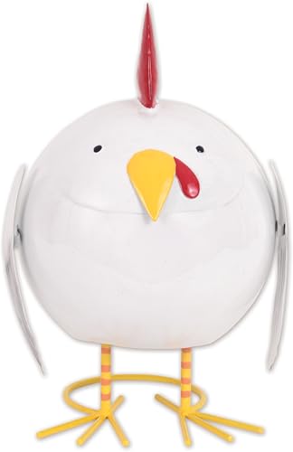 Sunset Vista Designs Funny Yard Decor - Belly Acres Farm Nugget Chicken Ball-Shaped Metal Garden Sculpture, 7.87" x 10.2" x 7.08", Tabletop