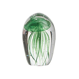 Beachcombers 2.75" Glass Green Jellyfish Paperweight Green