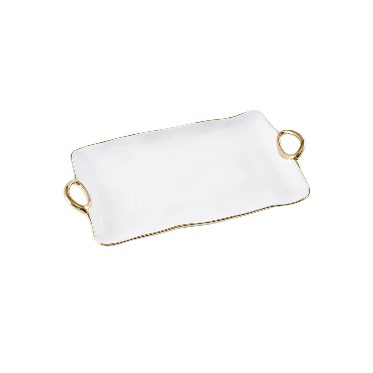 Pampa Bay Dishware Plate, 17.5 inches, White and Gold