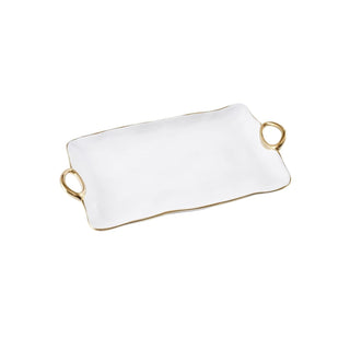 Pampa Bay Dishware Plate, 17.5 inches, White and Gold