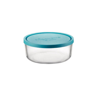 Bormioli Rocco Frigoverre Food Storage Container - 10 oz. Glass, Round - BLUE/CLEAR
