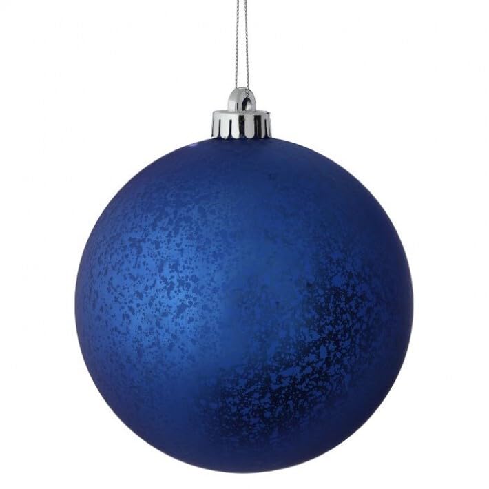 Regency International Matt Mercury Ball Ornament Box of 4, 4-Inch (Royal Blue)