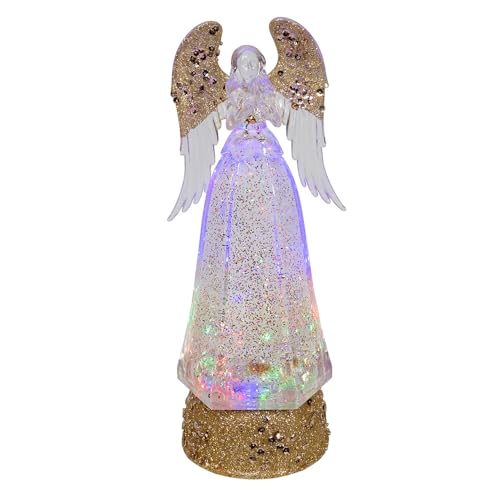 Kurt S. Adler 10.24 Inch Battery Operated LED Swirl Glitter Angel
