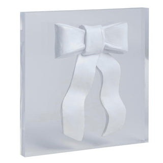 Mud Pie Decorative Signage, 5" x 5", White Long Bow