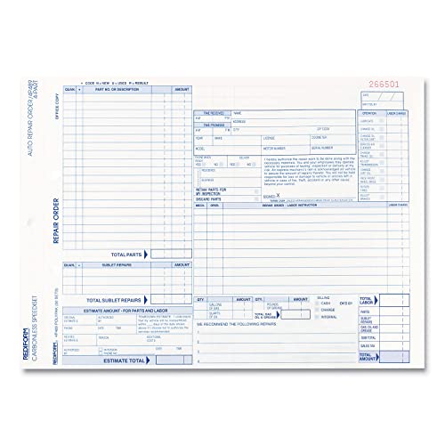 Rediform Speediset Four-Part Auto Repair Form, Four-Part Carbonless, 11 x 8.5, 50 Forms Total
