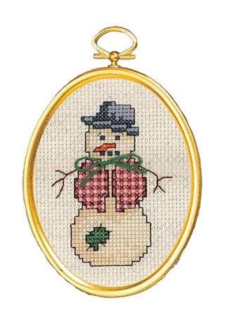 Janlynn 21-1797 14 Count Dapper Snowman Mini Counted Cross Stitch Kit, 3" by 4"