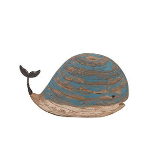 Beachcombers 9.84" Wood Turquoise Whale Decor Decoration