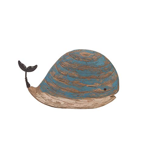 Beachcombers 9.84" Wood Turquoise Whale Decor Decoration