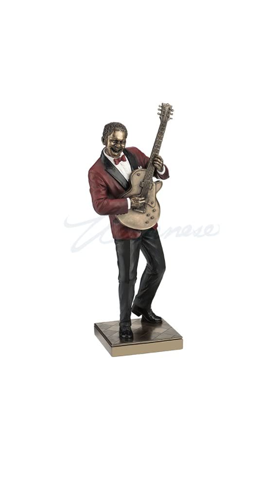 12.75 Inch Guitar Player Cold Cast Decorative Figurine, Bronze Color