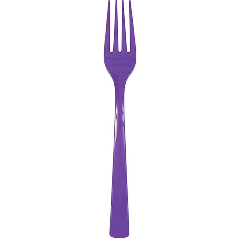 Unique Industries 39528 Neon Purple Solid Plastic Forks, 18 Count