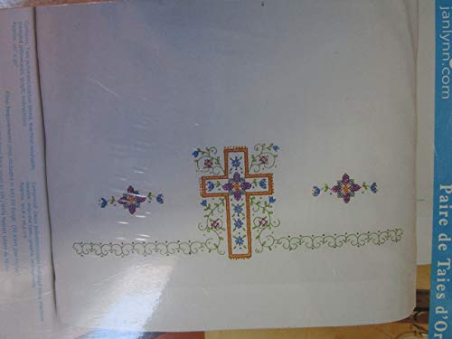 Janlynn Religious Cross Pillowcase Pair Stamped Cross Stitch-20 X30