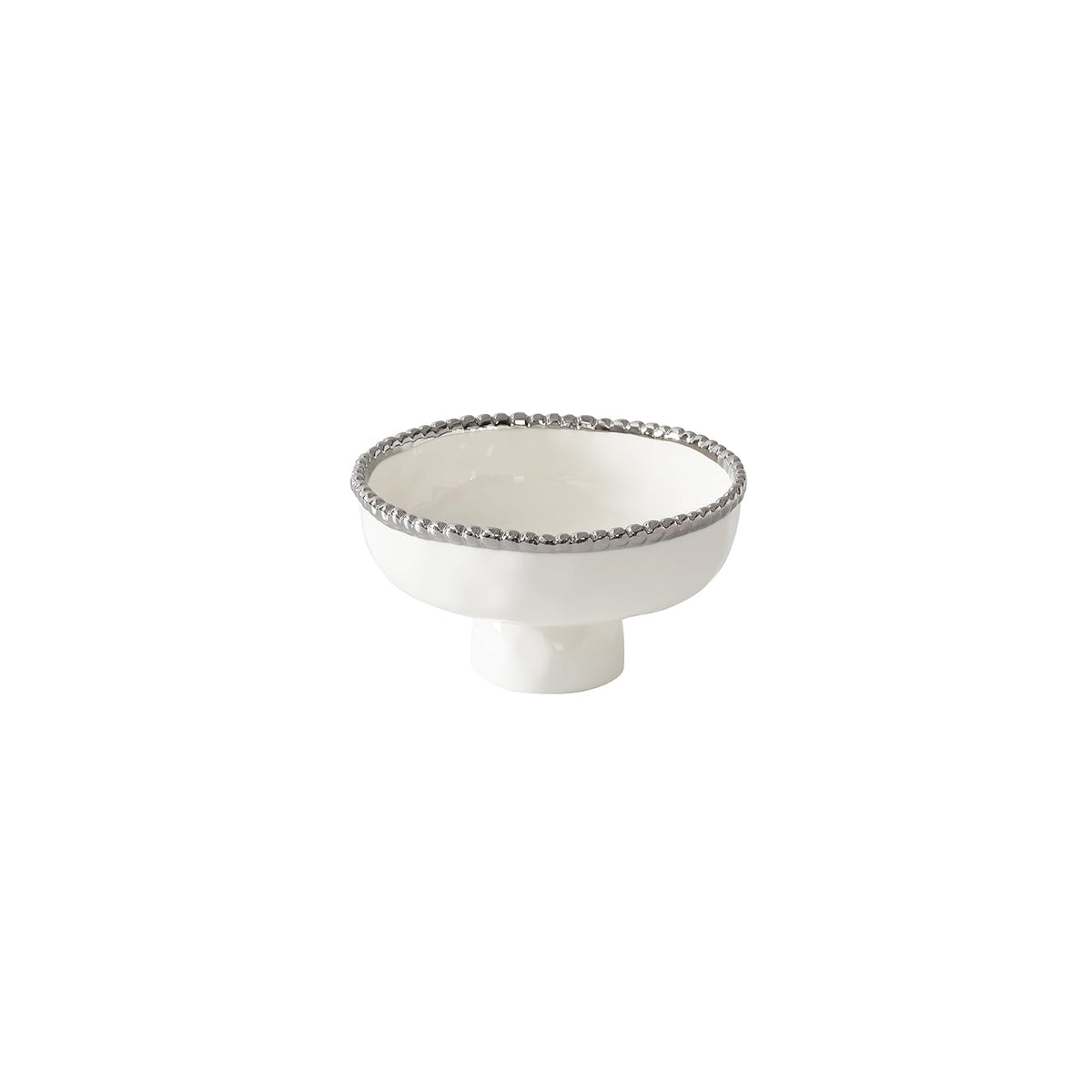 Pampa Bay Dishware Bowl, 8 x 4 Inch, White/Silver
