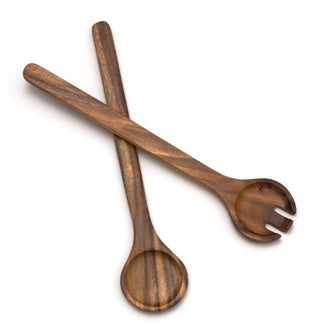 Lipper International Acacia Round Salad Servers, 13" Long, One Pair