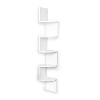 Danya B. XF11035W Large Decorative 5-Tier Corner Floating Wall Mount Display Shelving Unit - White