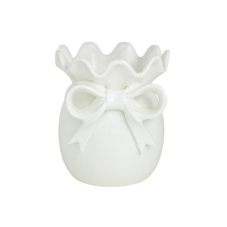 Mud Pie Vase, 7" x 6" dia, White