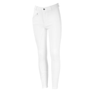 HORZE Active Kids' Unisex Silicone Grip Full Seat Horseback Riding Breeches - White - L