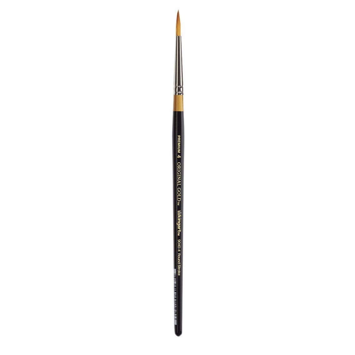 KingArt Original Gold 9040 Series , Premium Artist Brush, Golden TAKLON Round Stroke-Size: 4, 4