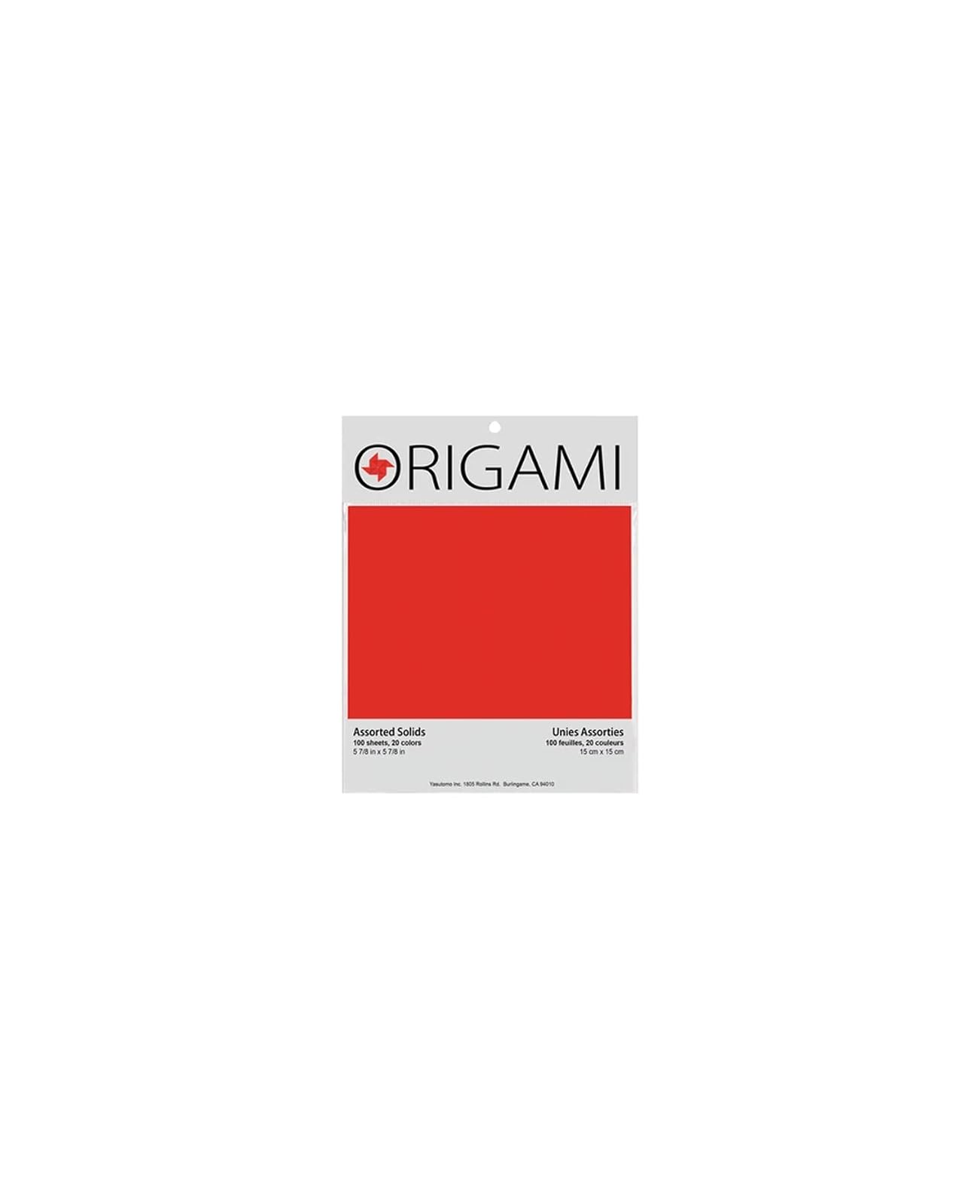 Yasutomo 4251 Fold EMS Light-Weight Origami Paper, Square, 5-3/4" x 5-3/4" Size, Assorted Solid Color, 0.44" Height, 6.25" Width, 8" Length (Pack of 100)