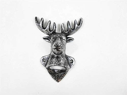 Hampton Nautical Rustic Silver Cast Iron Deer Bottle Opener 6Ó - Novelty Bottle Opener Ð Cast Ir