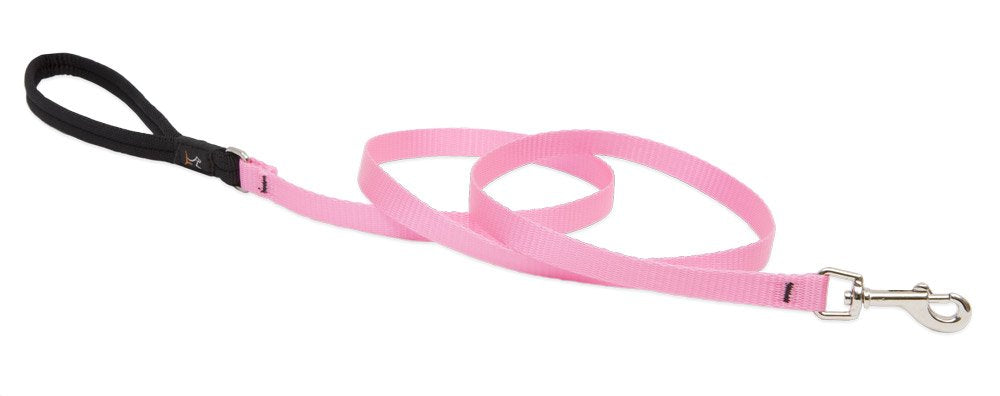 LupinePet Basics 1/2" Pink 4-foot Padded Handle Leash for Small Pets