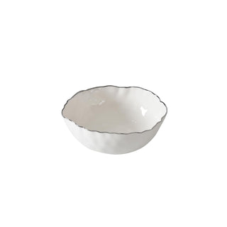 Pampa Bay Dishware Bowl, Medium, White and Silver