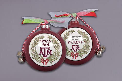 Magnolia Lane Hanging Ornament, 3.5" Diameter, Maroon, White, Traditional Holida