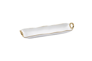 Pampa Bay Titanium-Plated Porcelain Golden Handles Cracker Tray, 14.25 x 3.25 x 2in