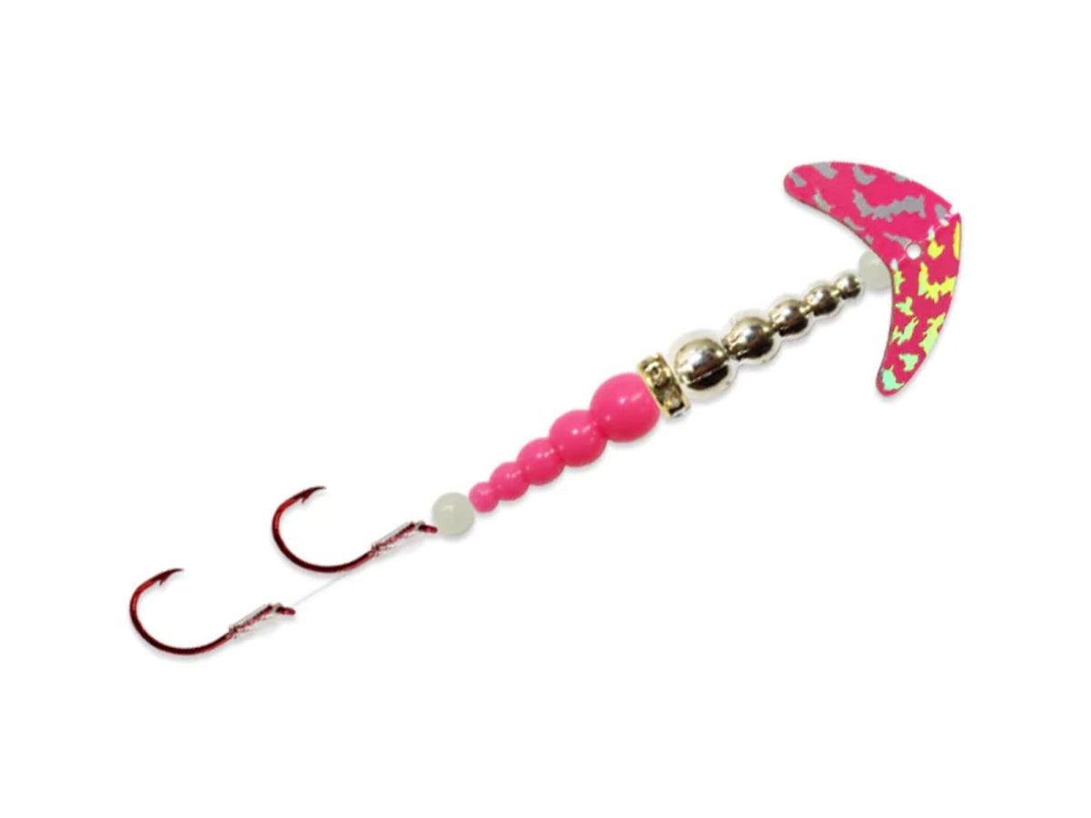 Mack's Lure Fishing Hook, #6, Hot Pink Silver Tiger/Chrome/Hot Pink