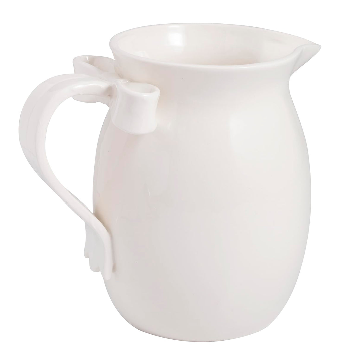 Mud Pie Stoneware White Bow Pitcher