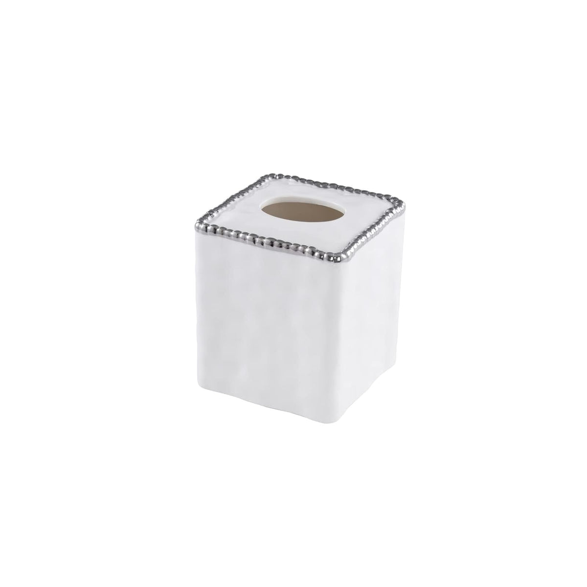 Pampa Bay Facial Tissue Holder, 6 x 5 Inch, White and Silver