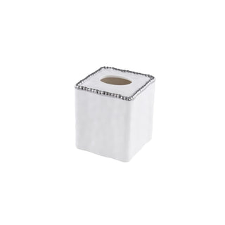 Pampa Bay Facial Tissue Holder, 6 x 5 Inch, White and Silver