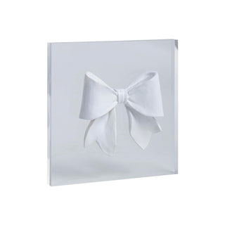 Mud Pie Decorative Signage, 5" x 5", White Chunky Bow