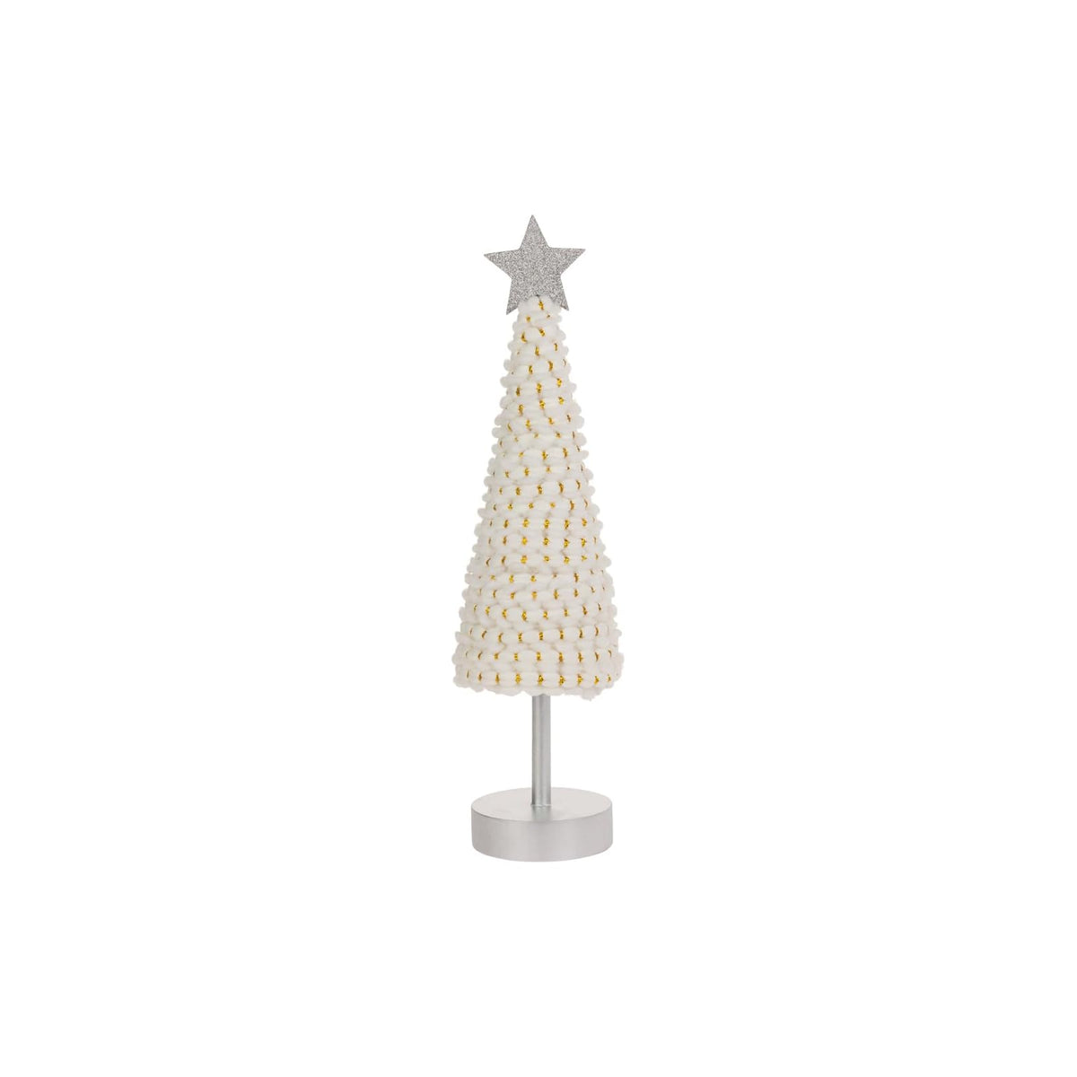 Boston International Artificial Tree, 1ft 4in, White & Gold Tree With Star