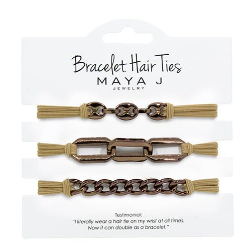 Maya J Hair Tie, 3 Count (Pack of 1), Beige Chain
