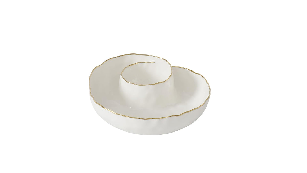 Pampa Bay Dishware Plate, 9 × 9 × 2 in, White and Gold