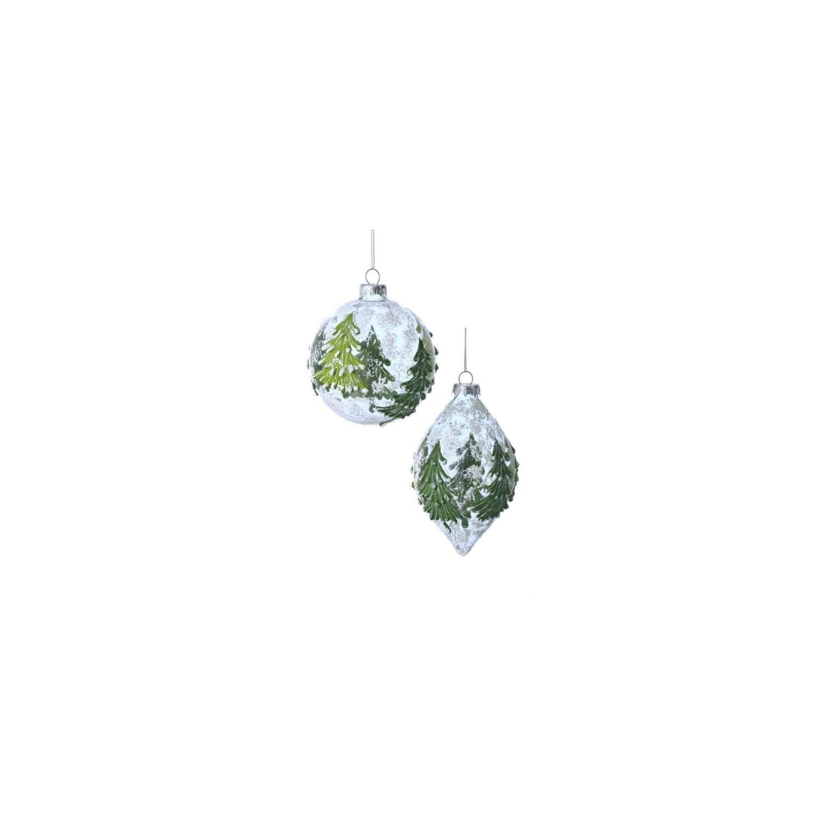 Regency International Hanging Ornament, 4-6-inches, Green/White/Snow