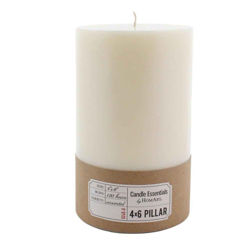 HomArt Candle, 4-Inch by 6-Inch, Ivory
