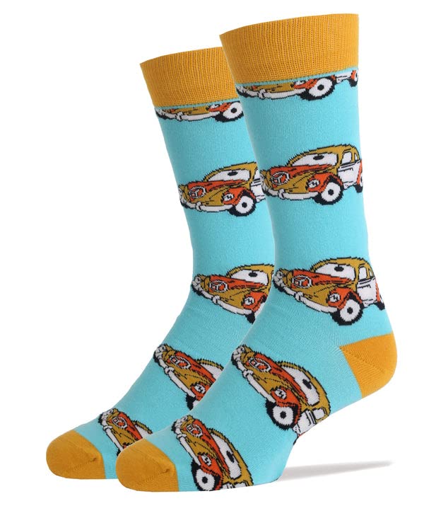 ooohyeah Men's Novelty Funny Crew Socks, Fun Sport Car Crazy Cool Casual Dress Socks, Crew You Bug