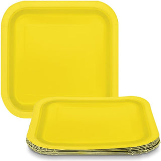 Unique Industries Unique 47067 Square Paper Plates-18 cm-Neon Yellow-Pack of 16