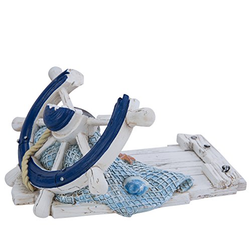 7" Ship Wheel Coastal Sculpture Countertop Single Bottle Holder Rack Stand